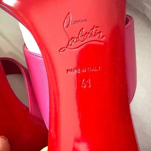 Christian Louboutin JANETONGA 55  Leather Thong Mule Sandals Heels Shoes - Picture 13 of 14